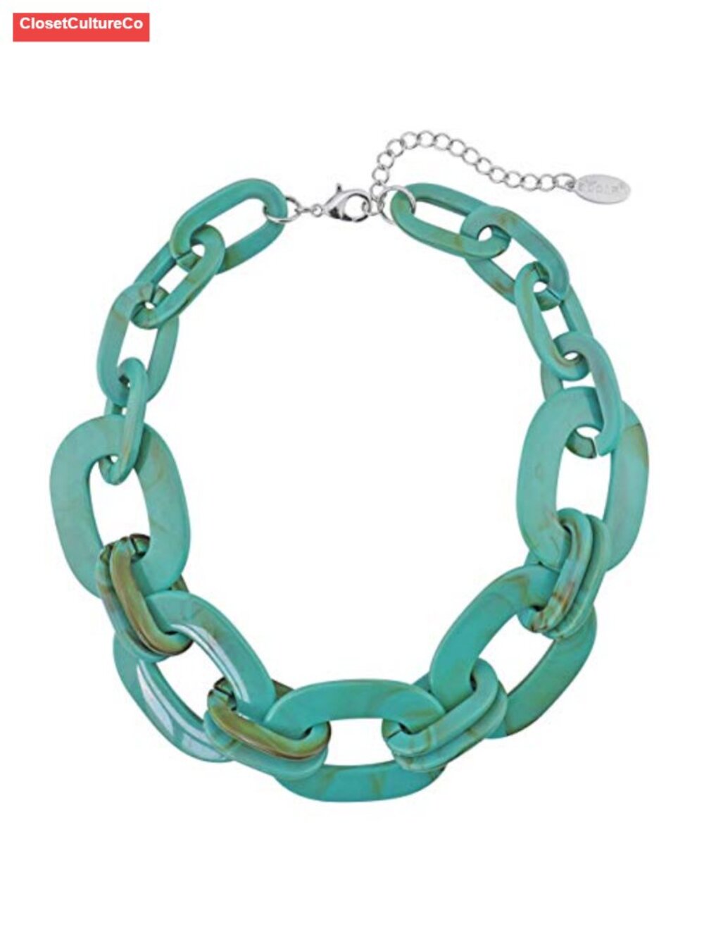 Acrylic Beads Choker Cube Link Chain Necklace Adjustable Lobster Clasp